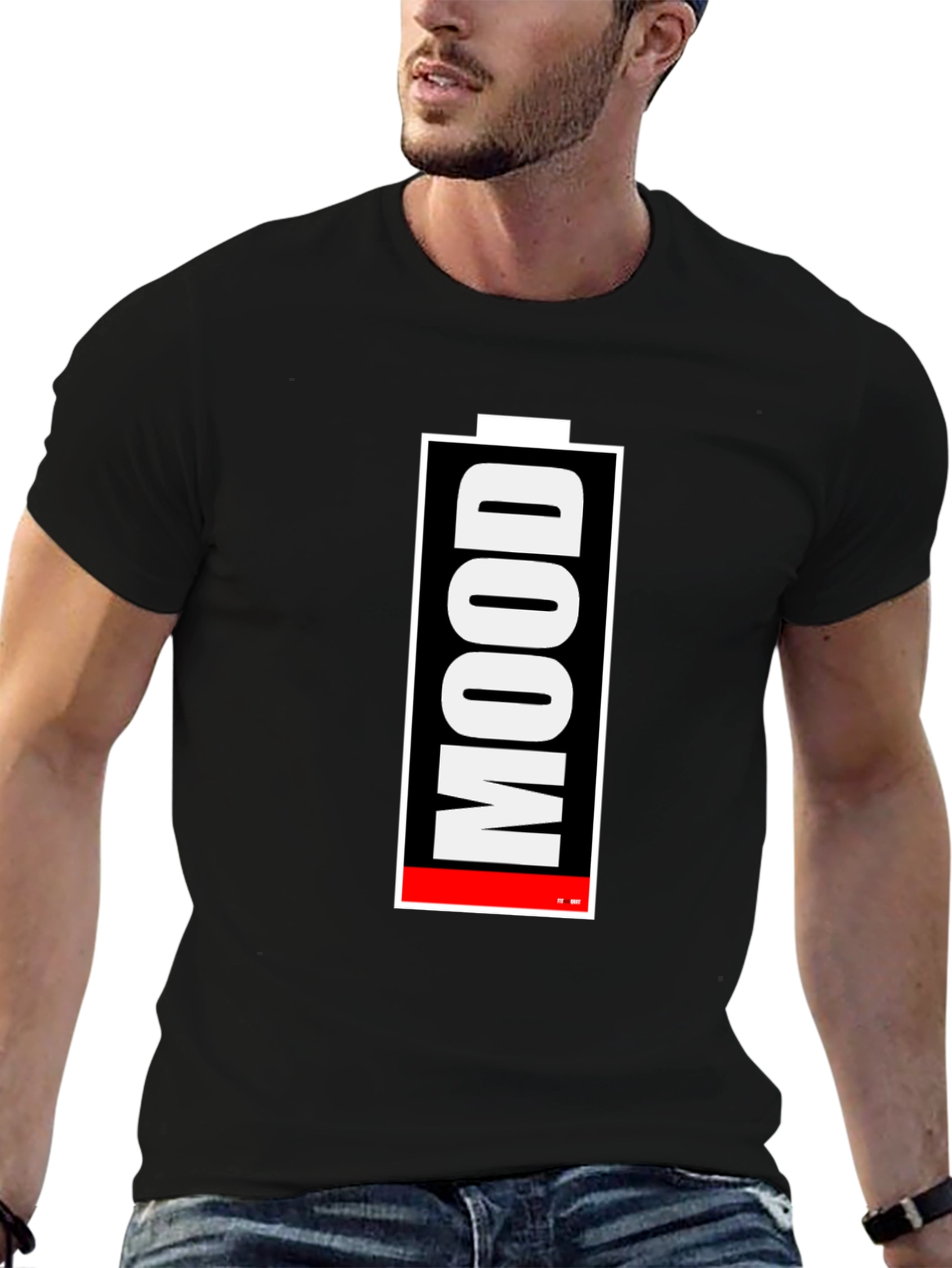 Mood Battery Graphic Tee - Black Cotton T-Shirt