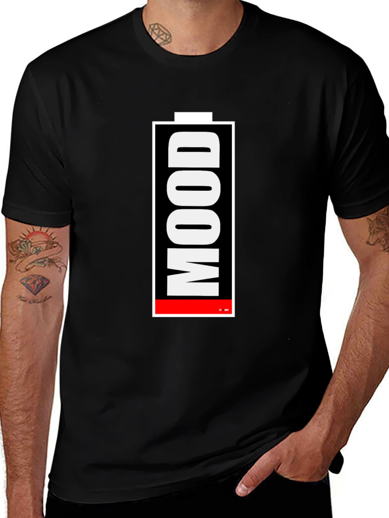 Mood Battery Graphic Tee - Black Cotton T-Shirt