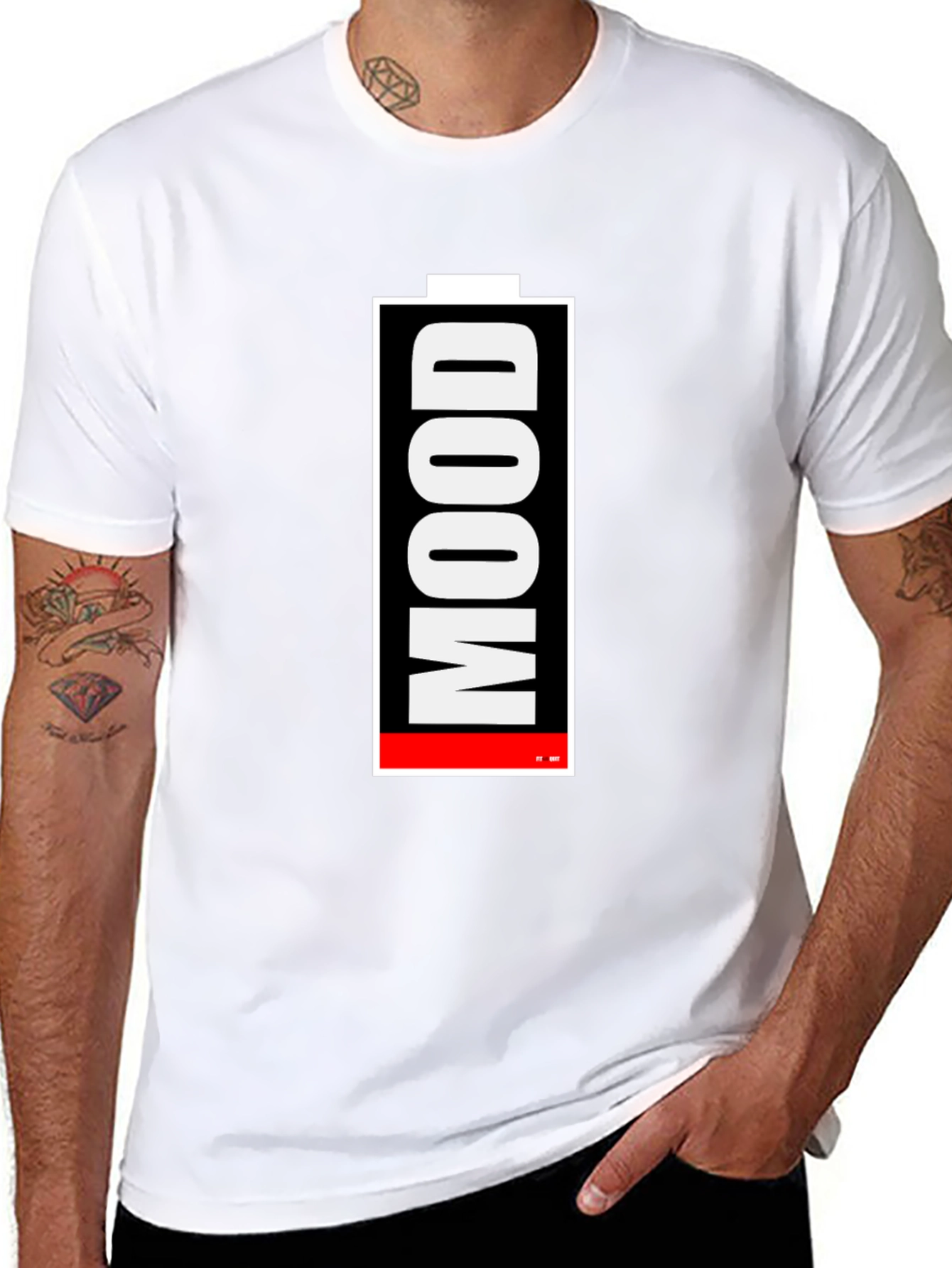 Mood Battery Graphic Tee - Black Cotton T-Shirt