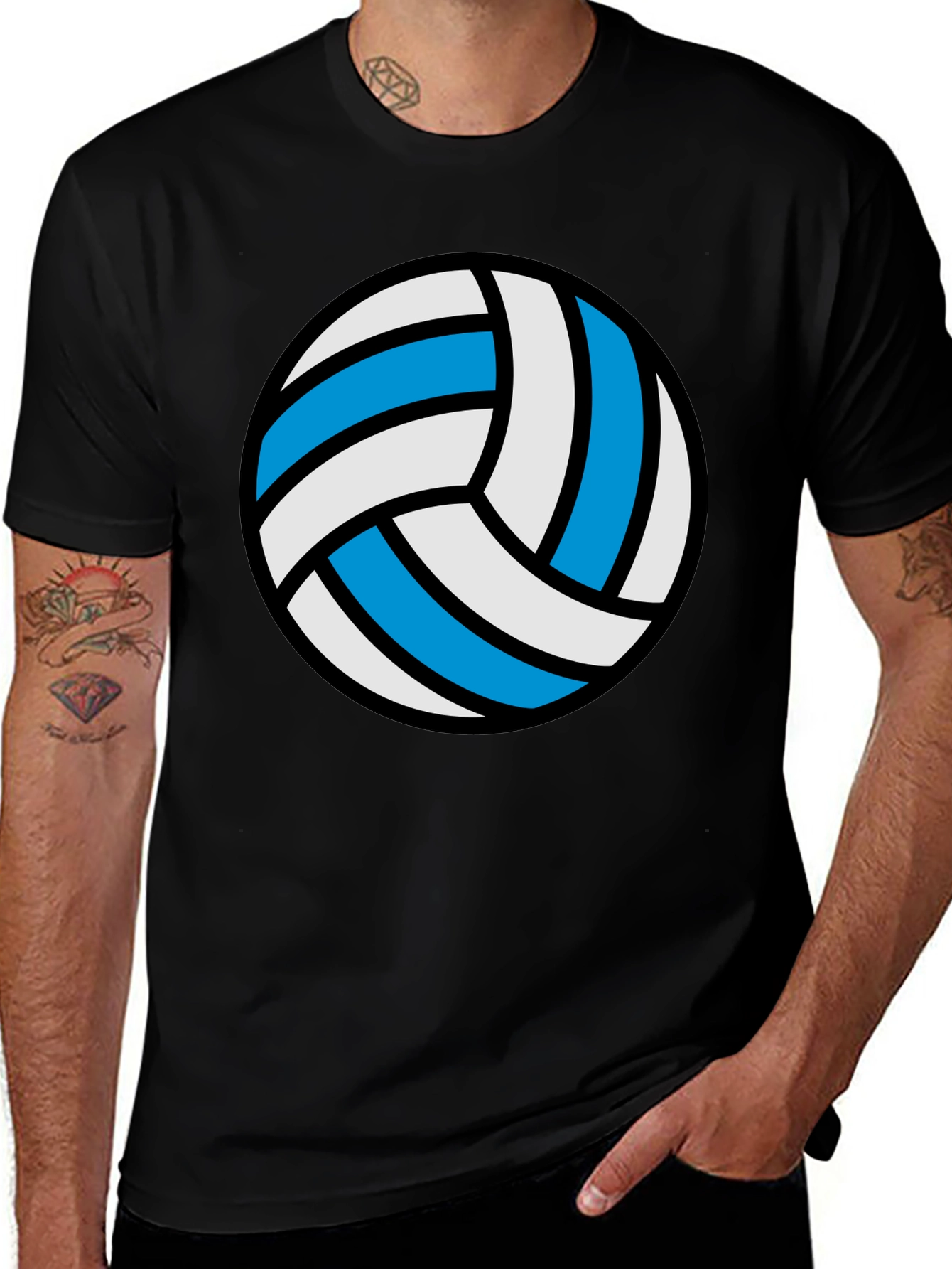 Volleyball Graphic Tee - Black Cotton Shirt