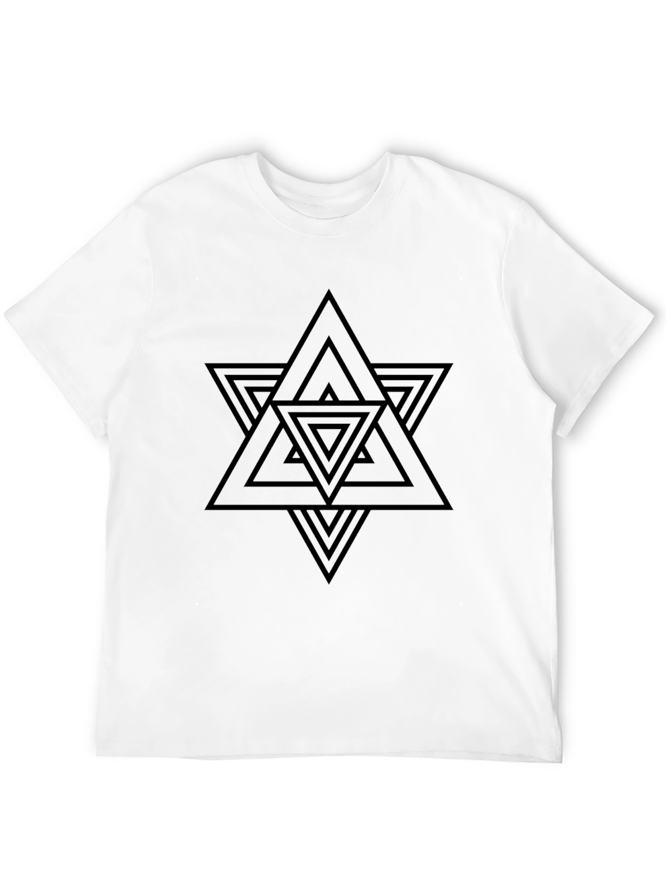 Geometric Triangle Star Graphic Black T-Shirt