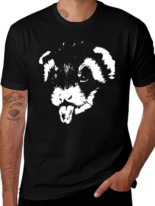 Black T-Shirt with White Ferret Graphic
