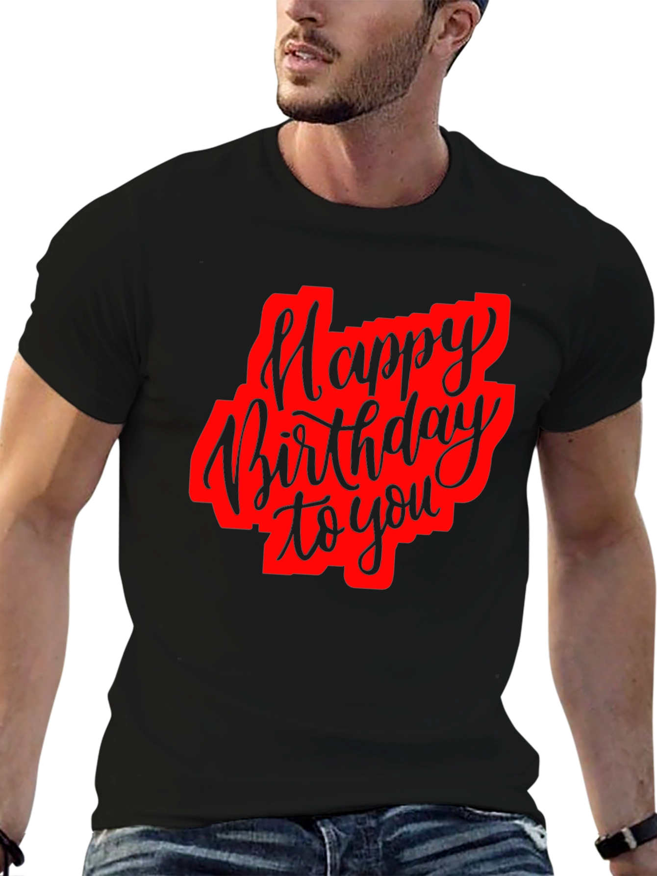Happy Birthday Black Graphic T-Shirt
