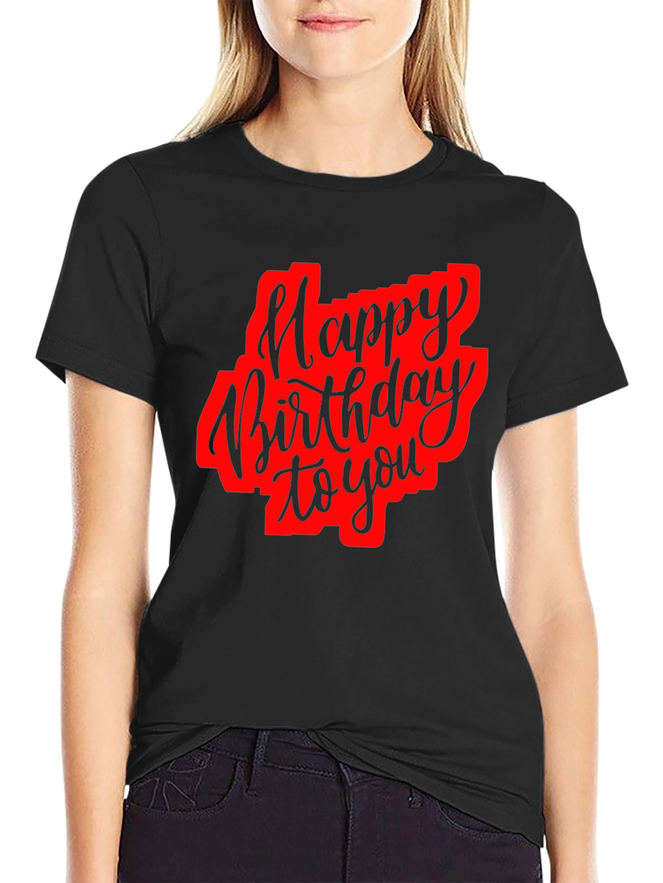 Happy Birthday Black Graphic T-Shirt