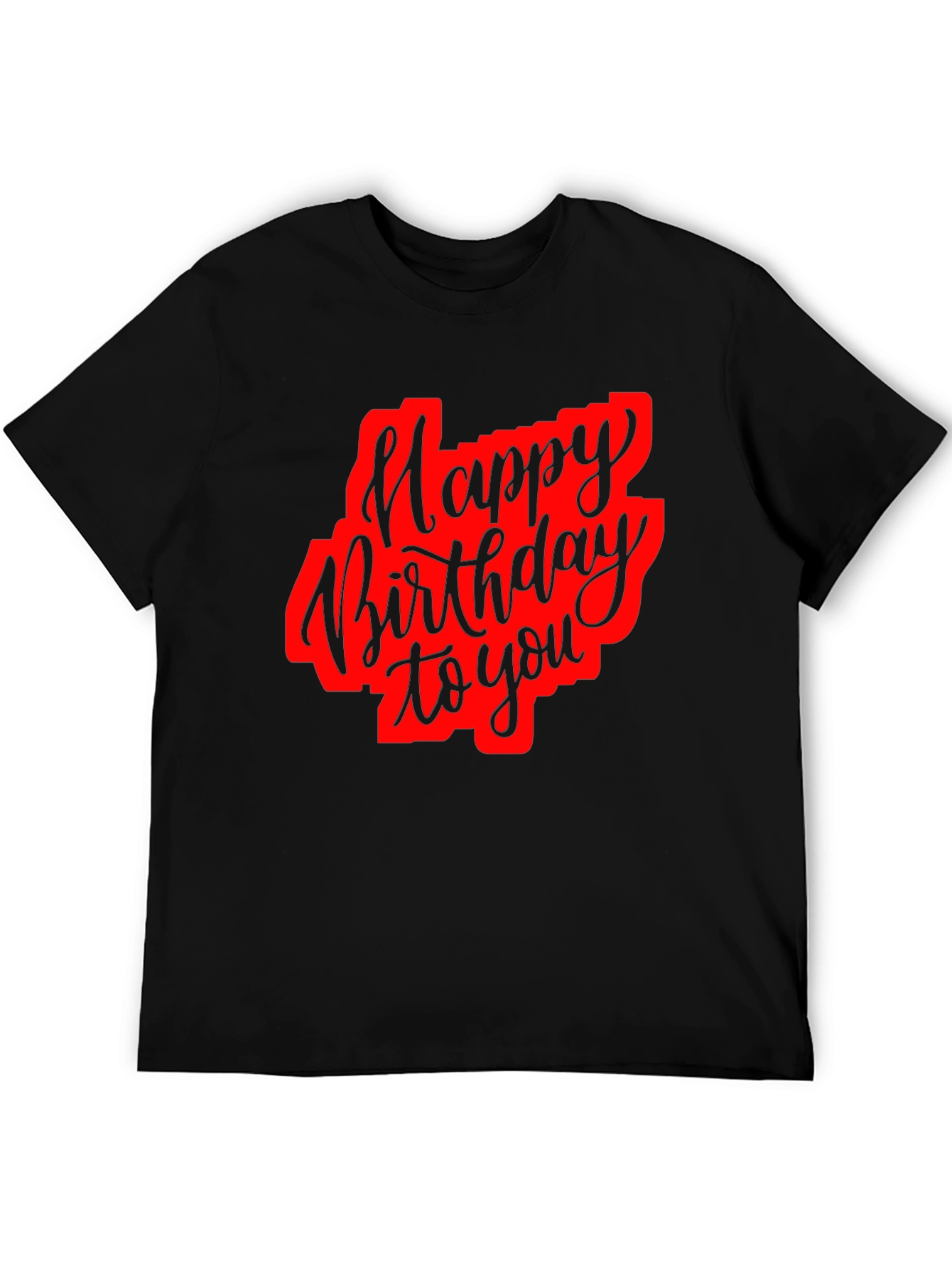 Happy Birthday Black Graphic T-Shirt