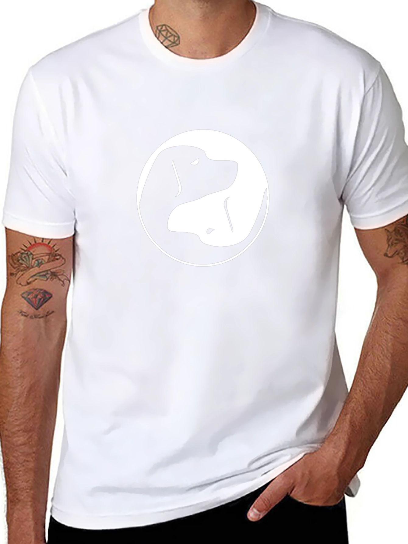 Yin Yang Dog T-Shirt - Black Graphic Tee