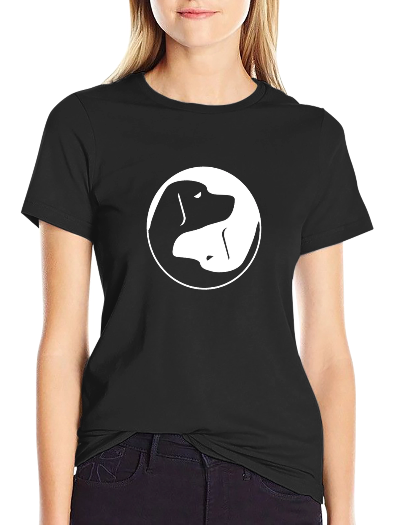 Yin Yang Dog T-Shirt - Black Graphic Tee