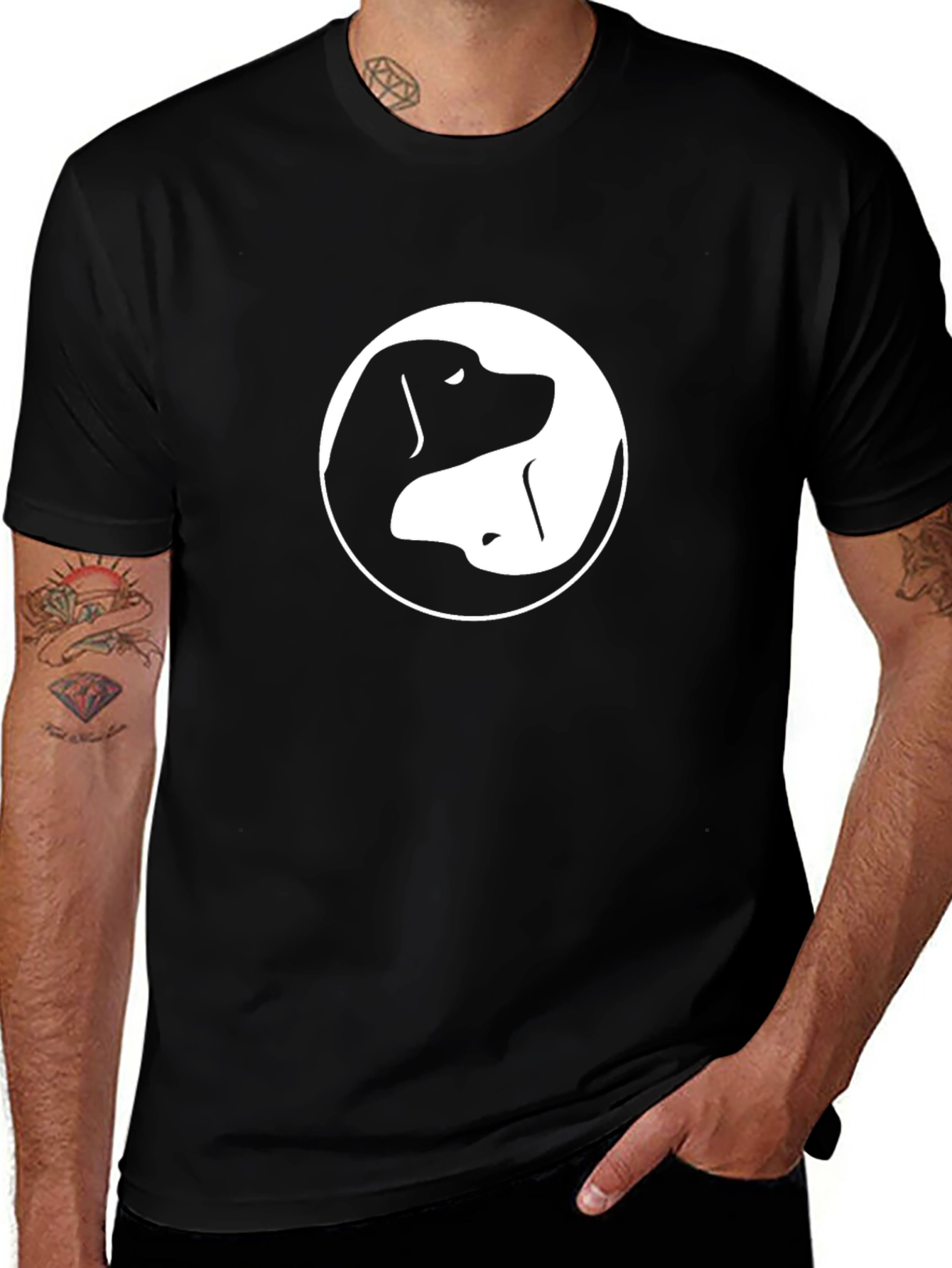 Yin Yang Dog T-Shirt - Black Graphic Tee
