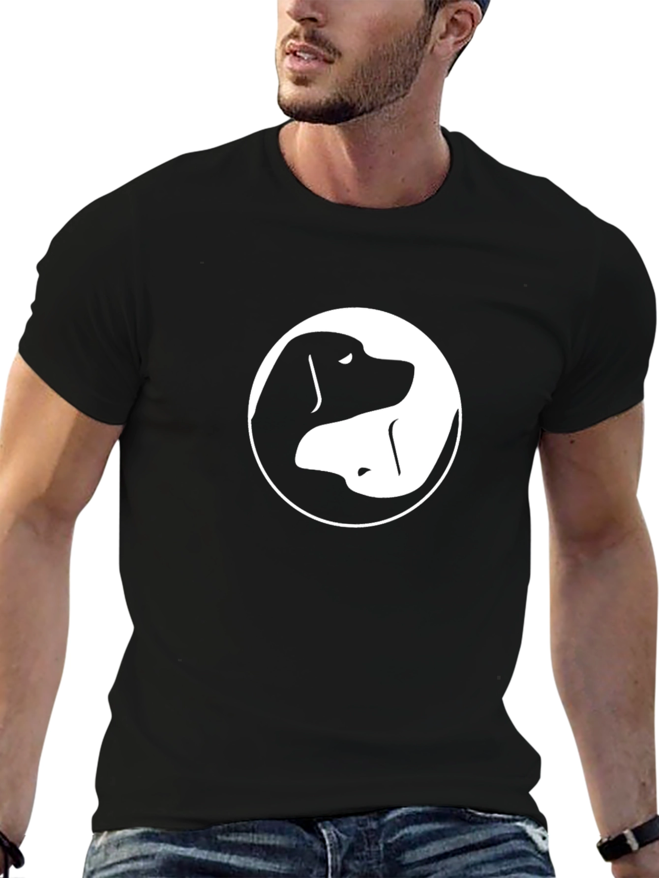 Yin Yang Dog T-Shirt - Black Graphic Tee