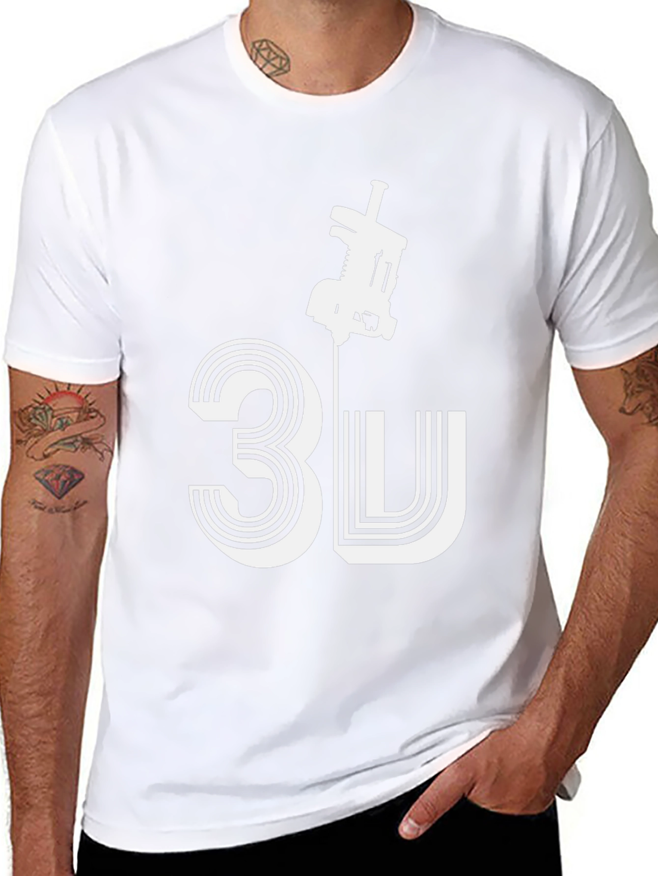 Black 3D Printing T-Shirt