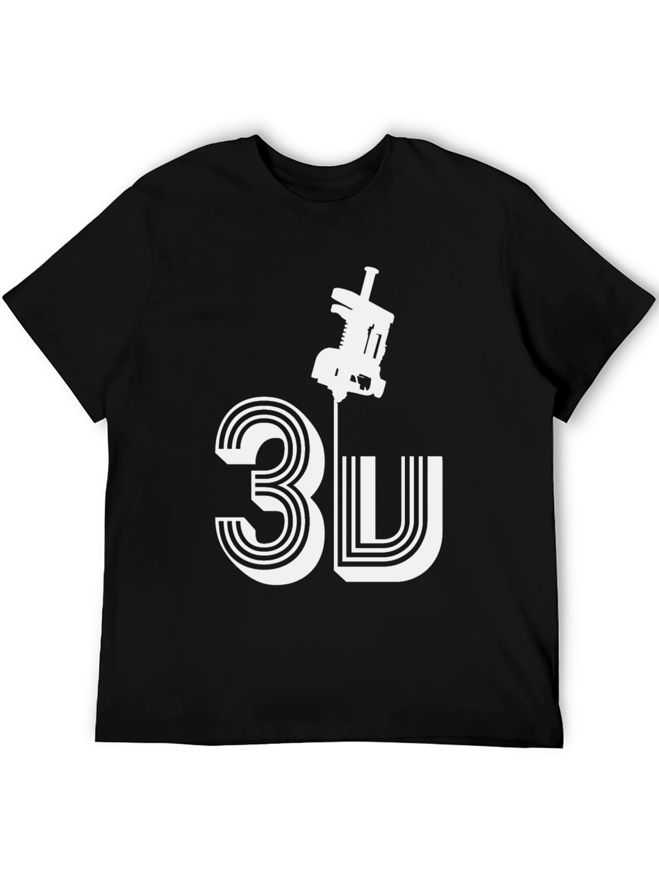 Black 3D Printing T-Shirt