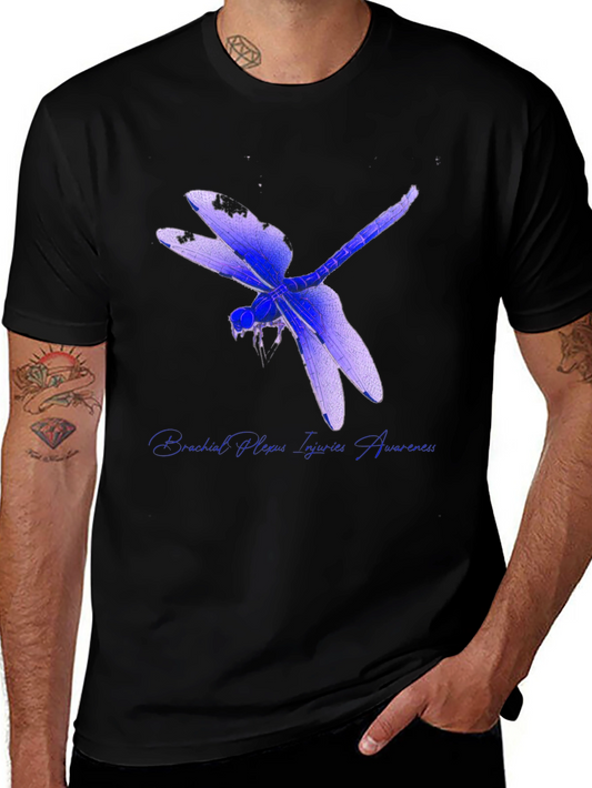 Black T-Shirt with Dragonfly Mental Health Awareness Design