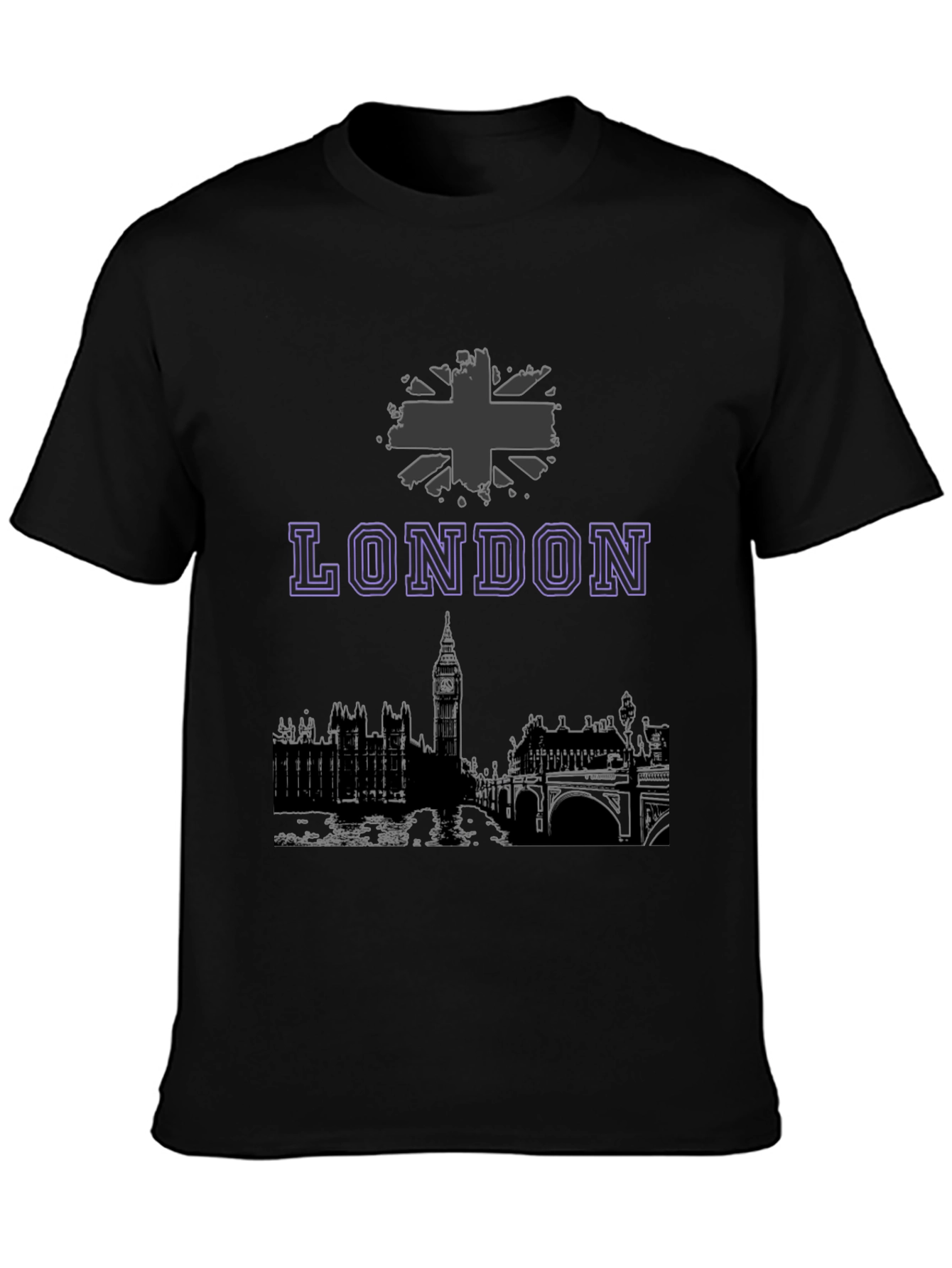 London Skyline Graphic Tee - Black Cotton Blend