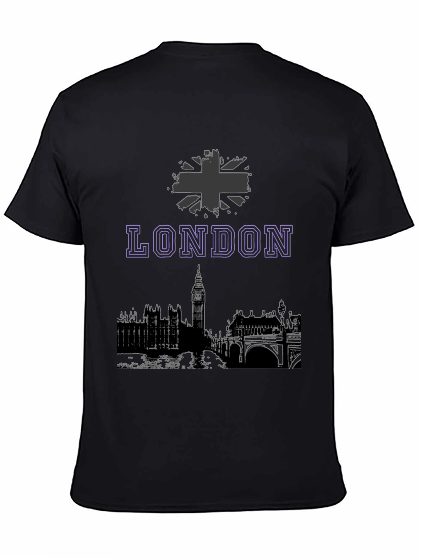 London Skyline Graphic Tee - Black Cotton Blend