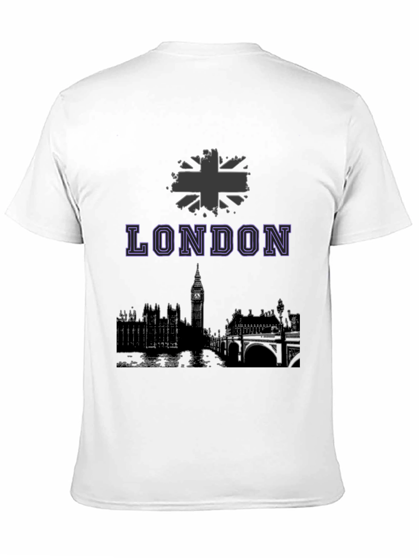 London Skyline Graphic Tee - Black Cotton Blend