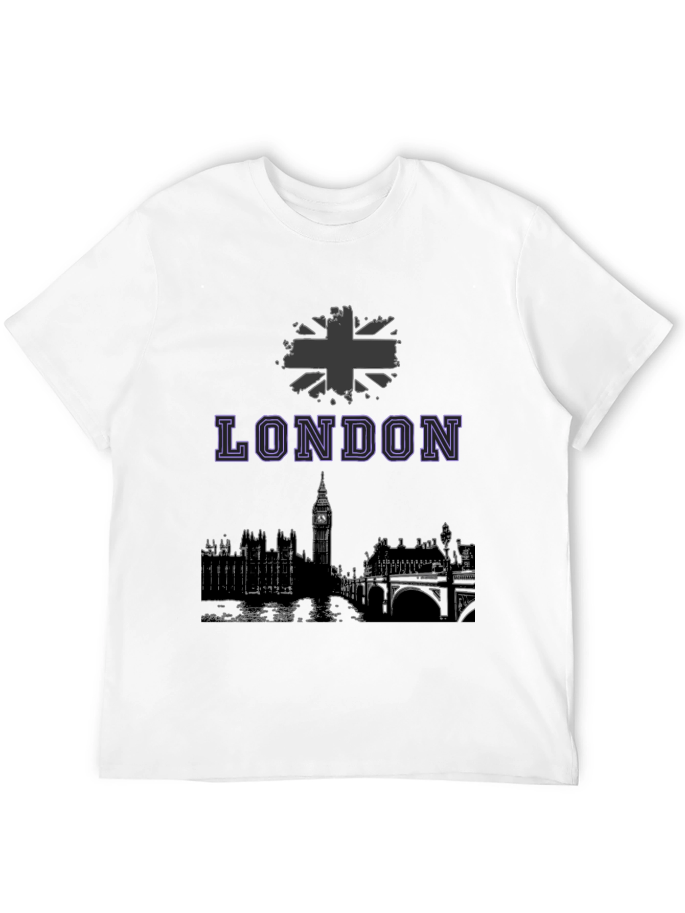 London Skyline Graphic Tee - Black Cotton Blend