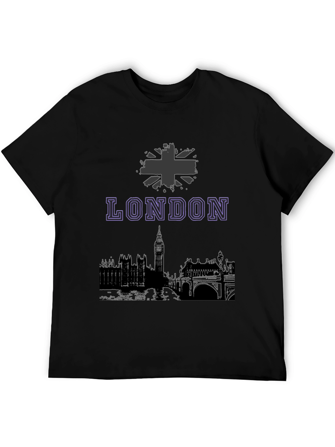 London Skyline Graphic Tee - Black Cotton Blend