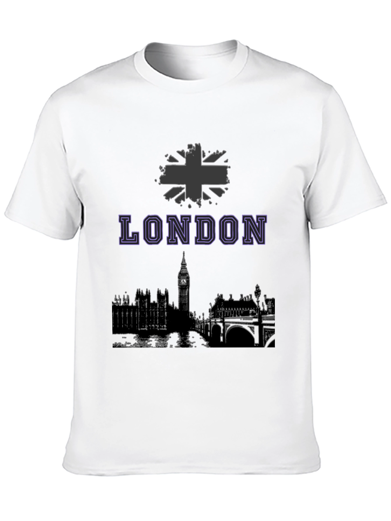London Skyline Graphic Tee - Black Cotton Blend
