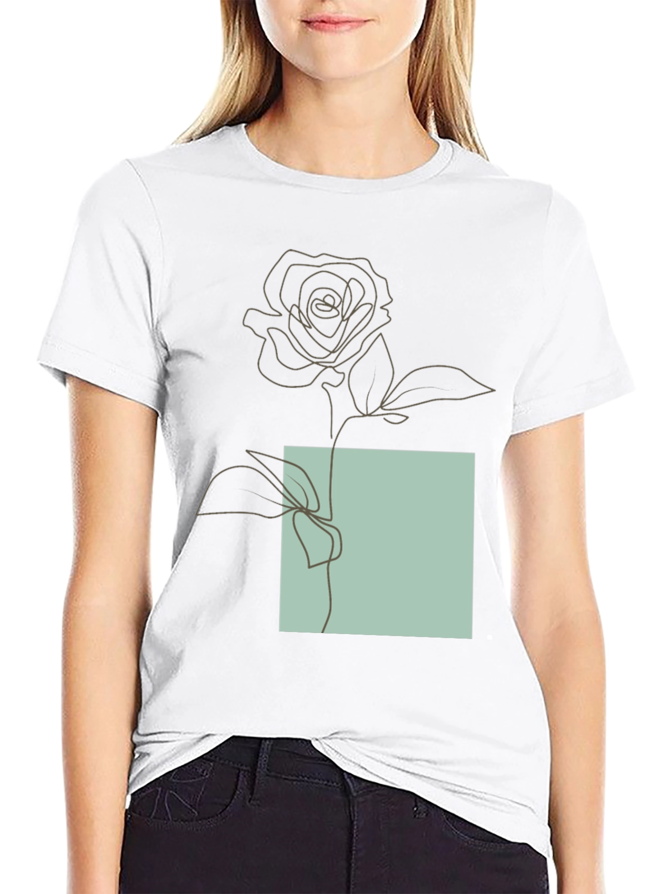 Minimalist Rose Line Art Graphic Tee