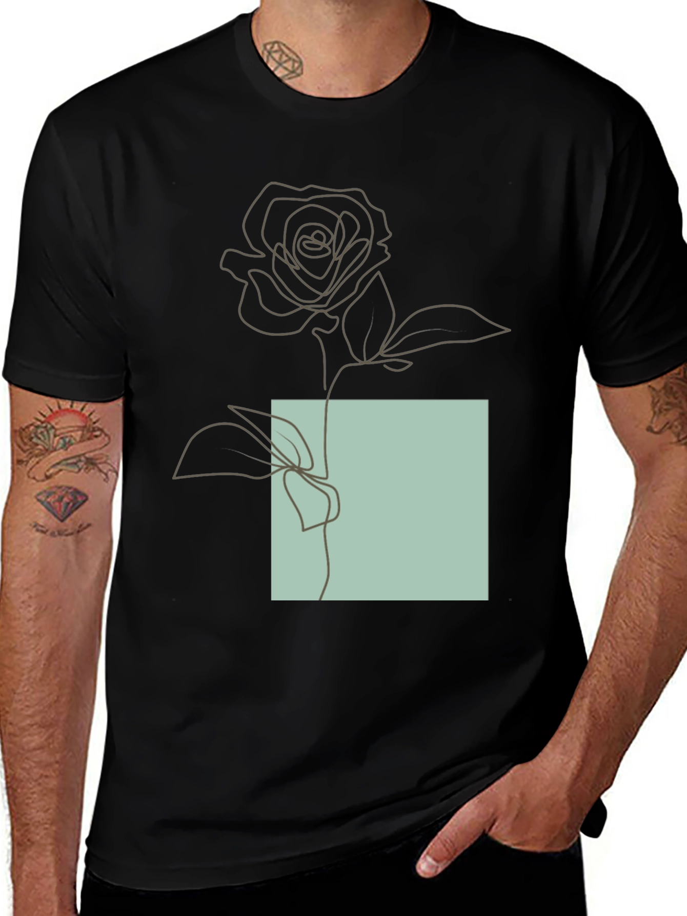 Minimalist Rose Line Art Graphic Tee