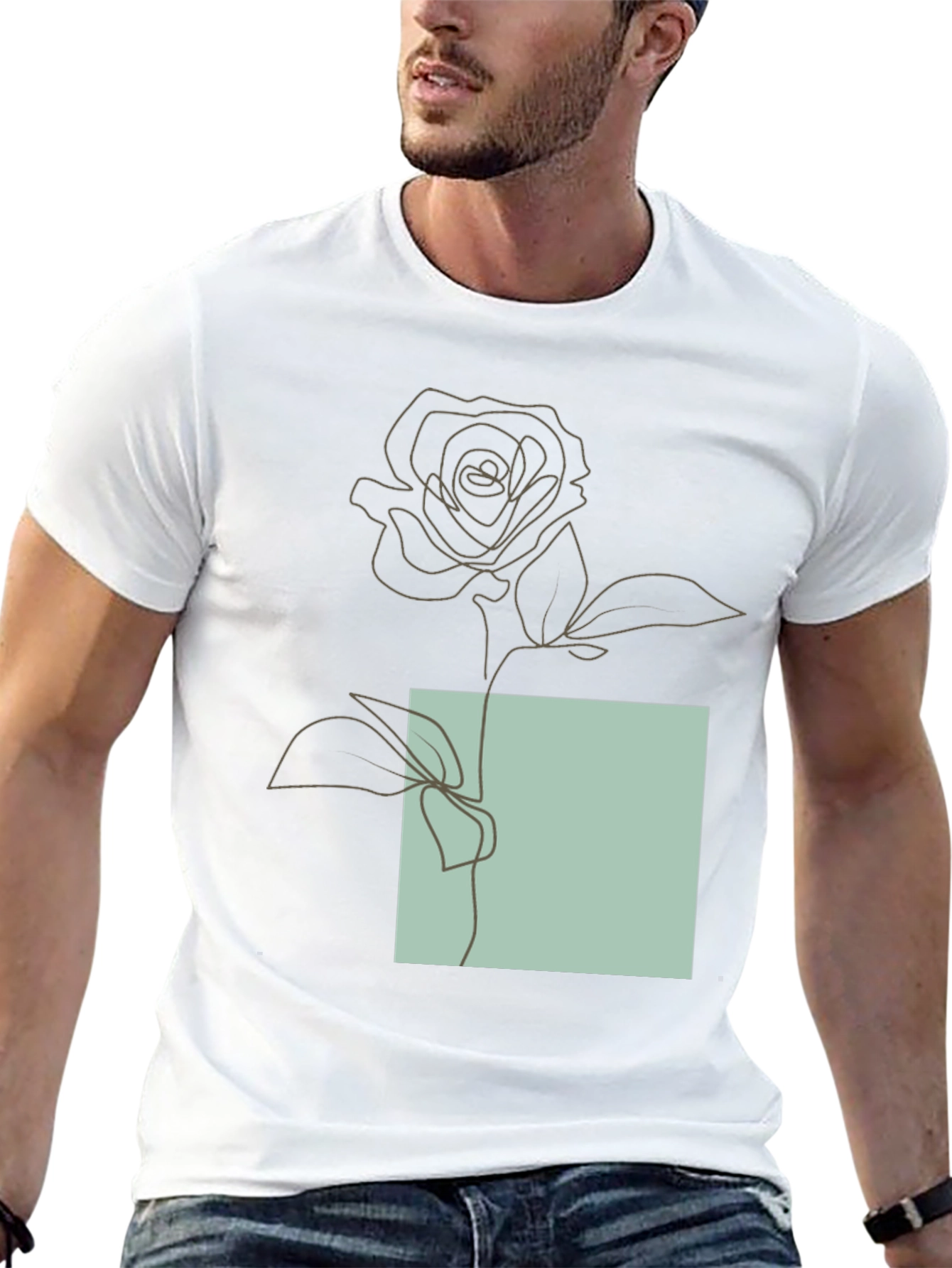 Minimalist Rose Line Art Graphic Tee