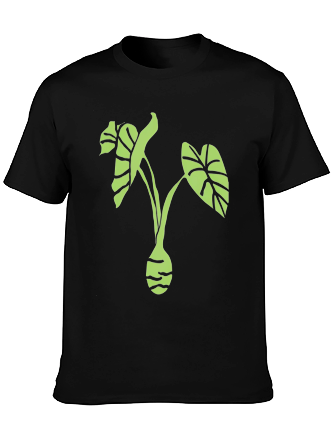 Leaf Print Black T-Shirt - Stylish Plant Tee