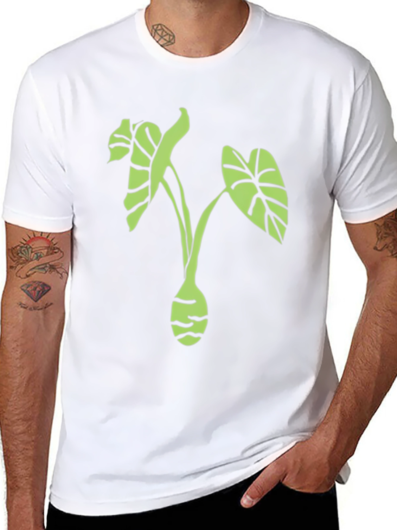 Leaf Print Black T-Shirt - Stylish Plant Tee