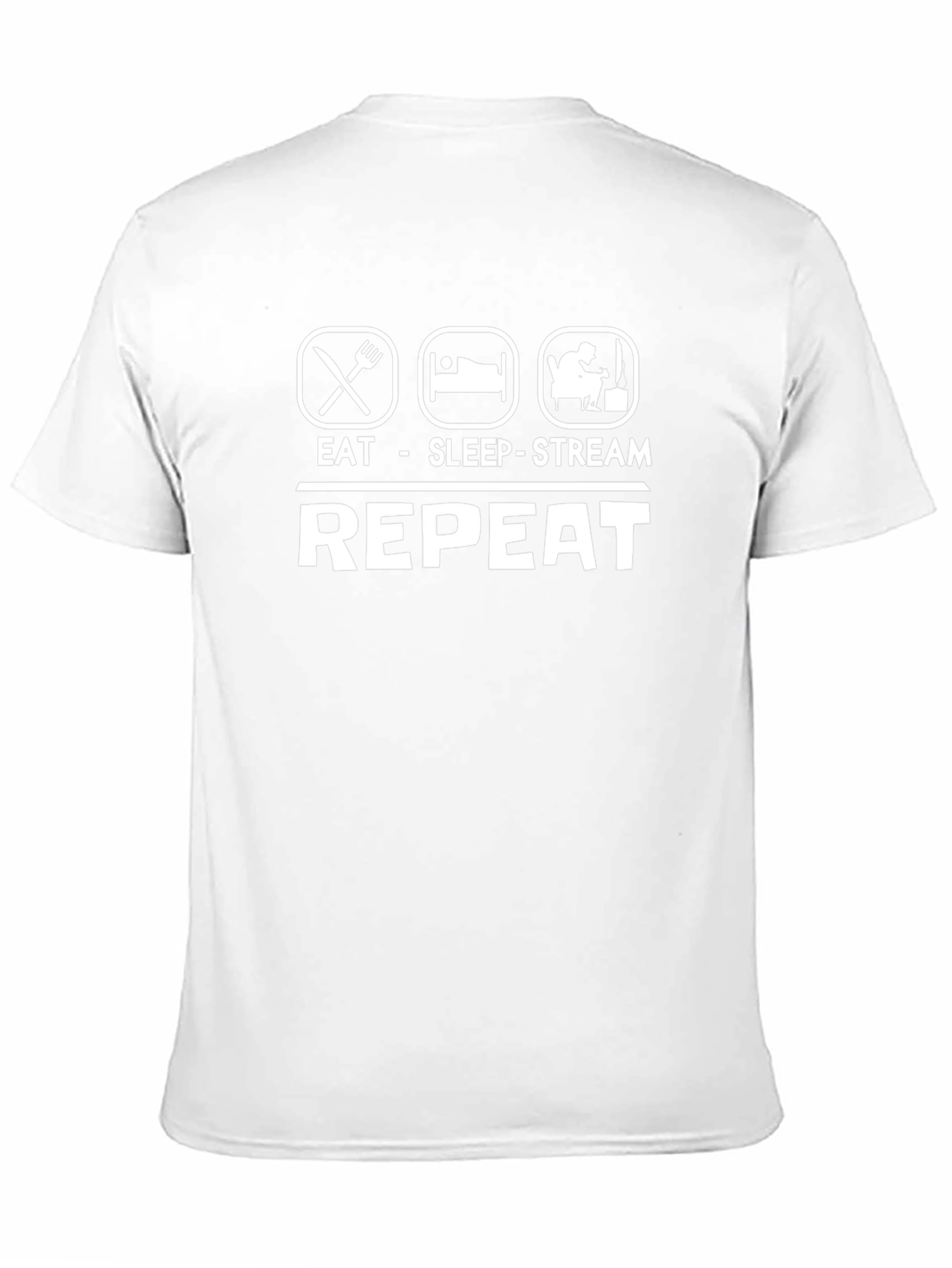 Eat Sleep Stream Repeat Black Graphic T-Shirt