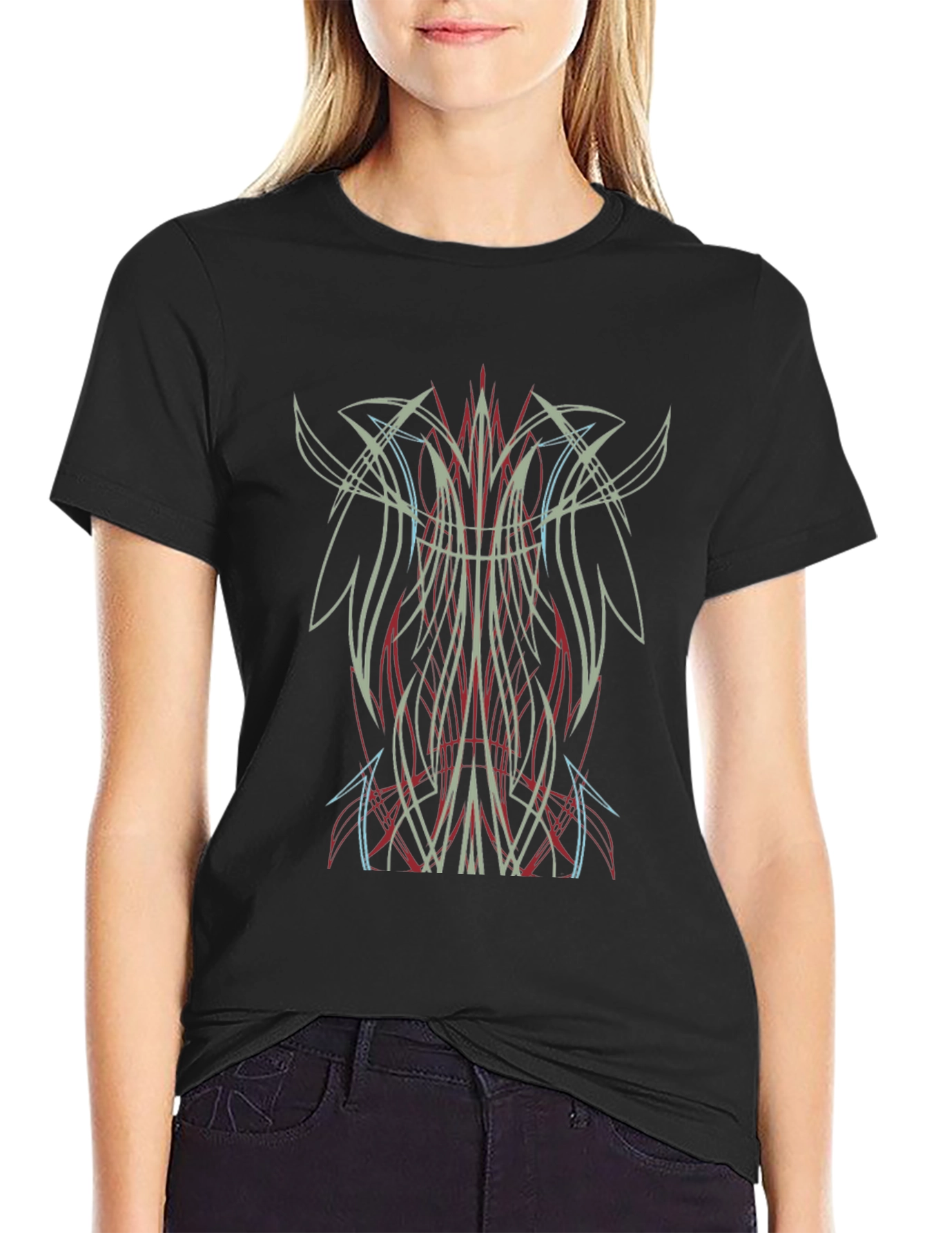 Cool Pinstripe Graphic Tee - Black