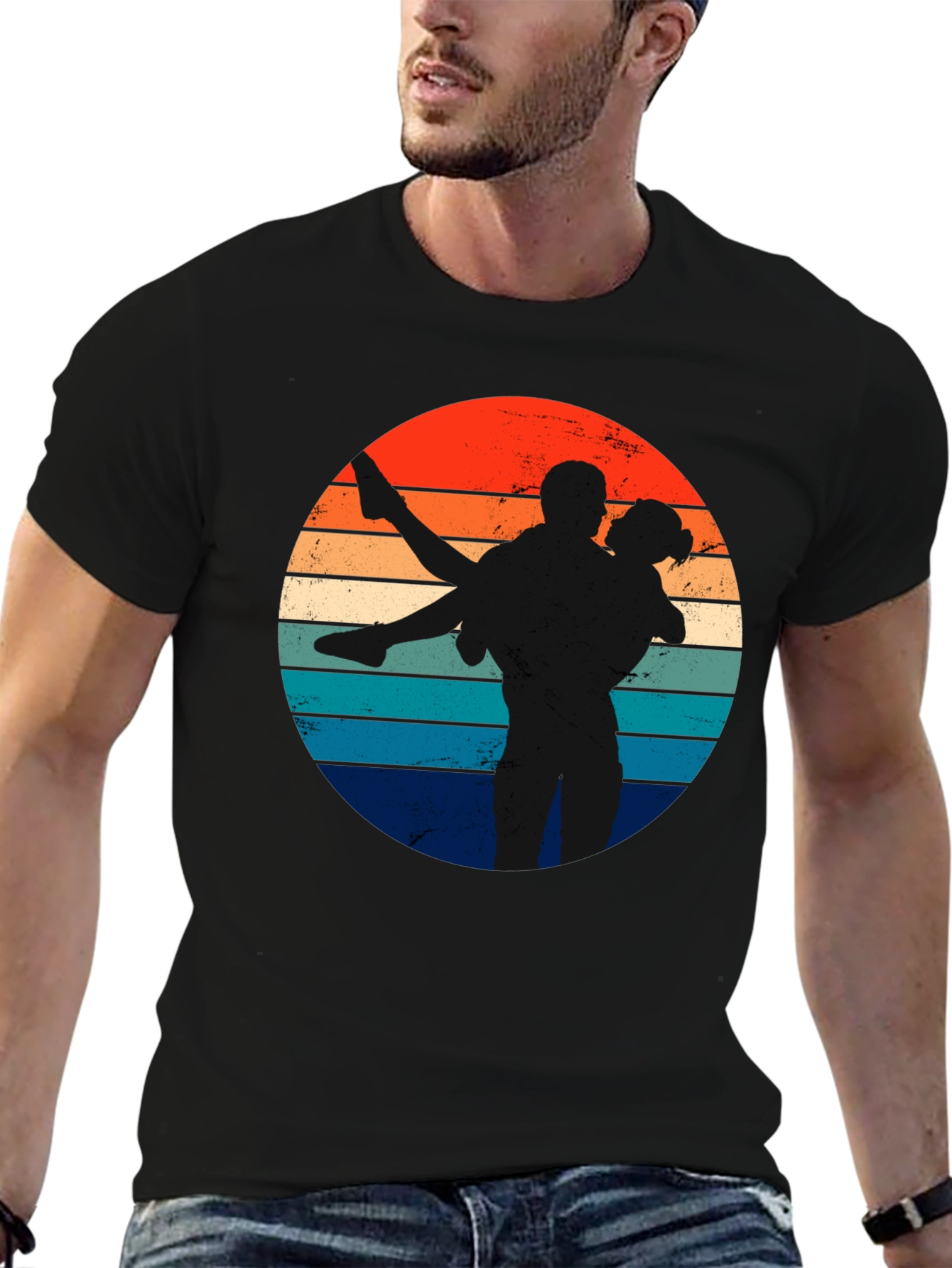 Retro Sunset Silhouette Couple T-Shirt