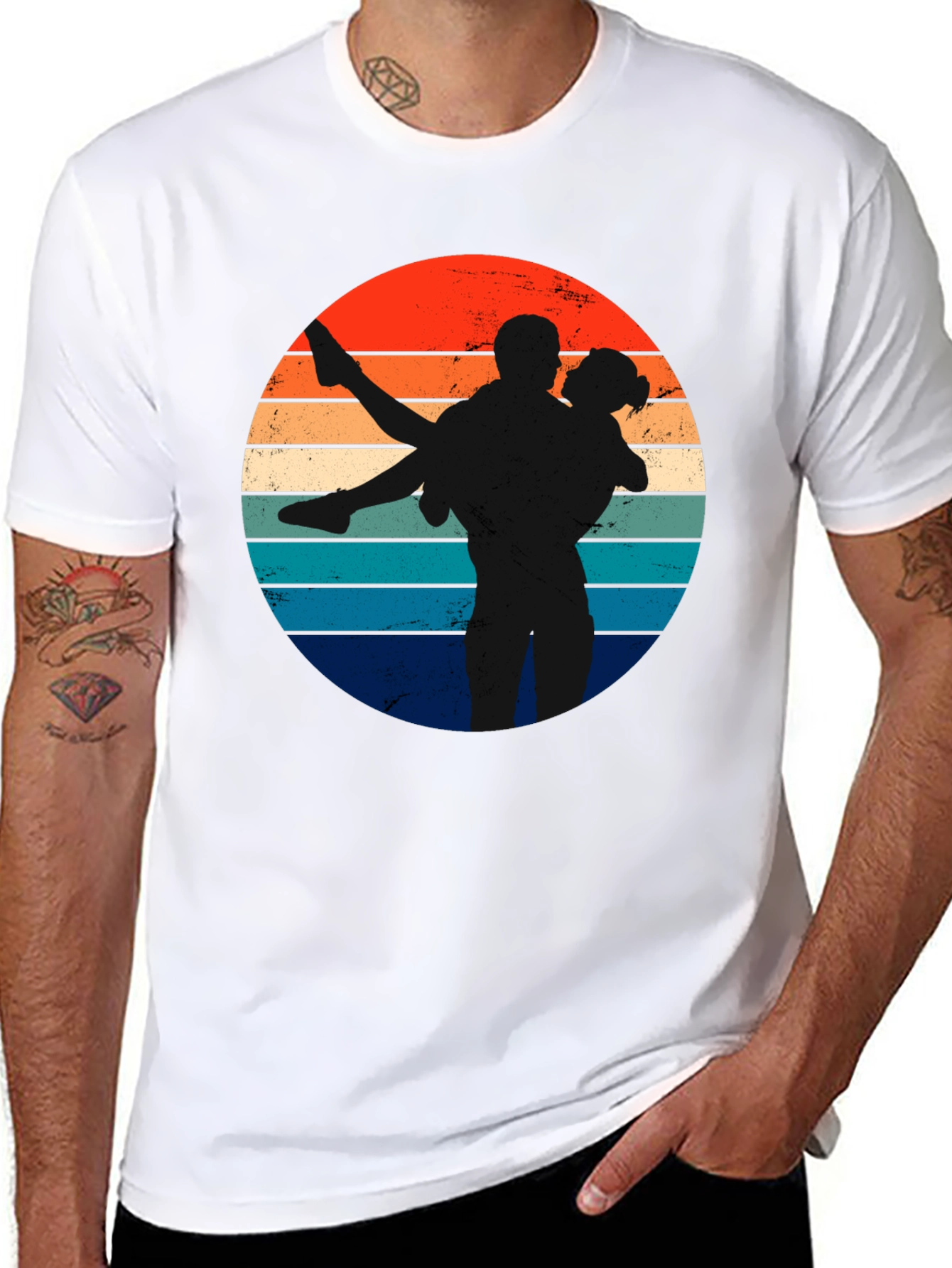 Retro Sunset Silhouette Couple T-Shirt