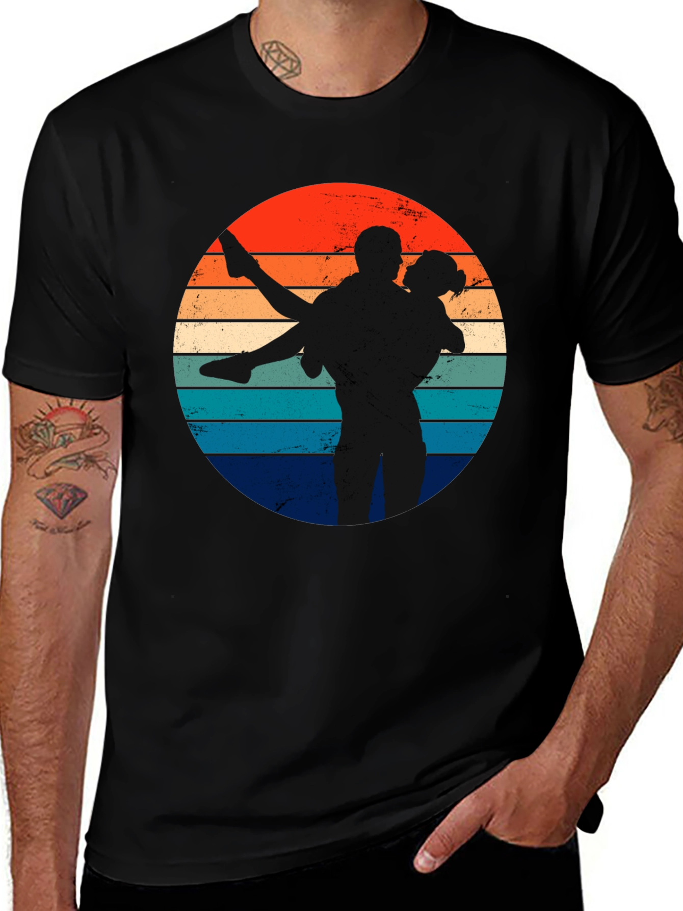 Retro Sunset Silhouette Couple T-Shirt