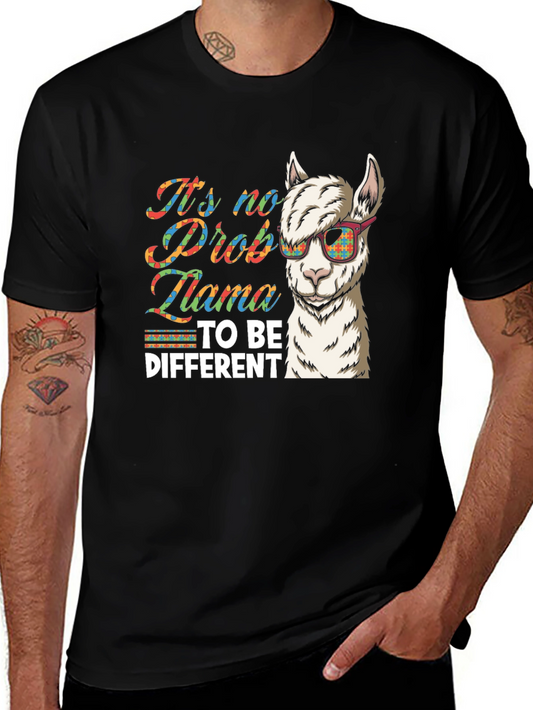 Llama Autism Awareness Tee - Its No Prob-Llama To Be Different