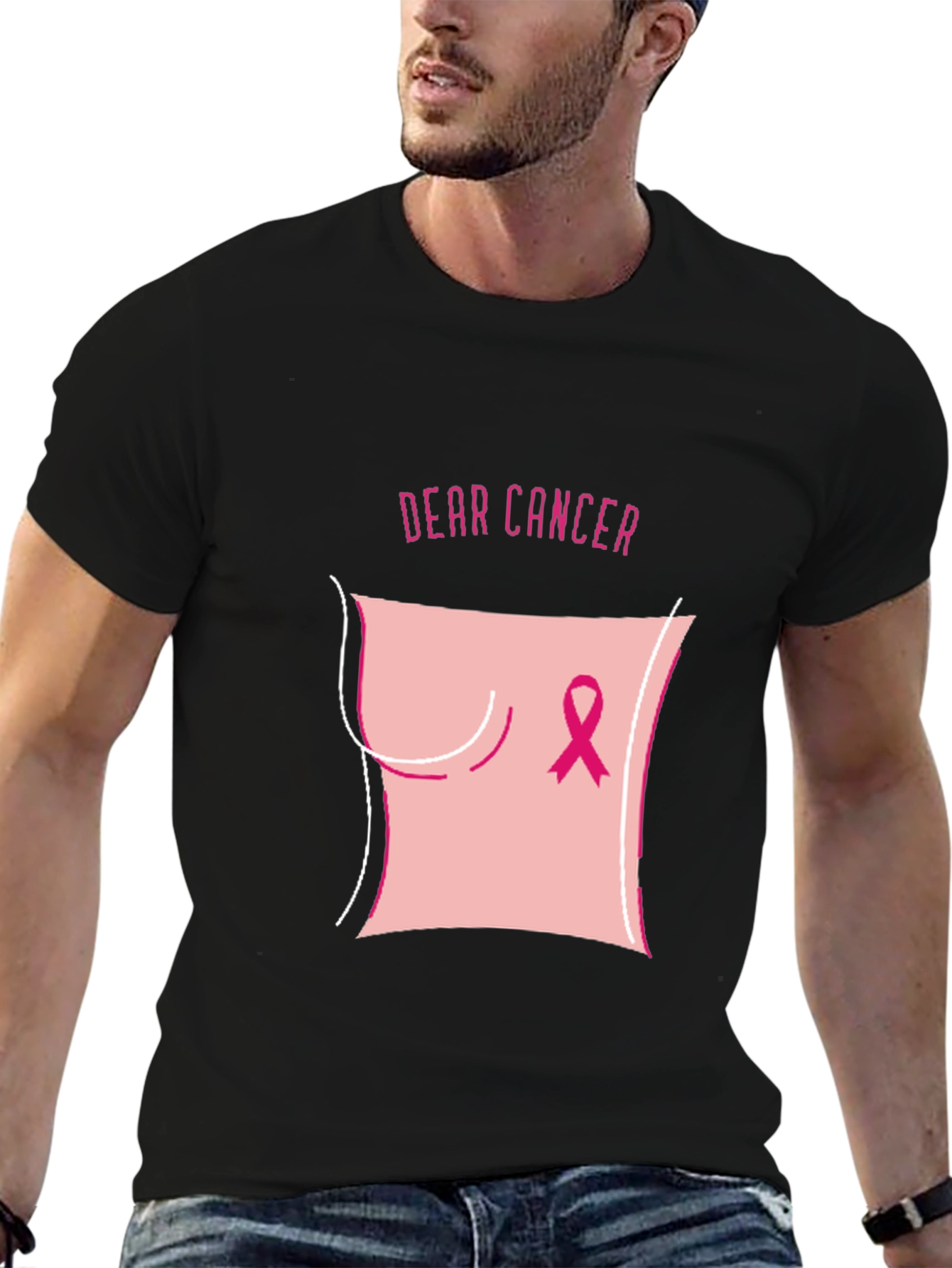Dear Cancer Awareness Black T-Shirt