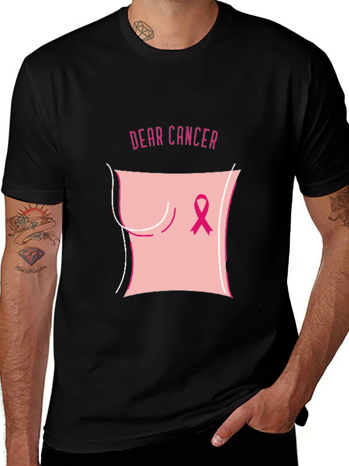 Dear Cancer Awareness Black T-Shirt
