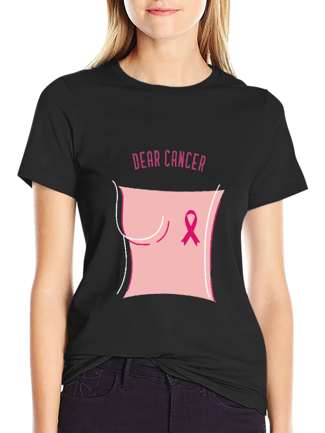 Dear Cancer Awareness Black T-Shirt