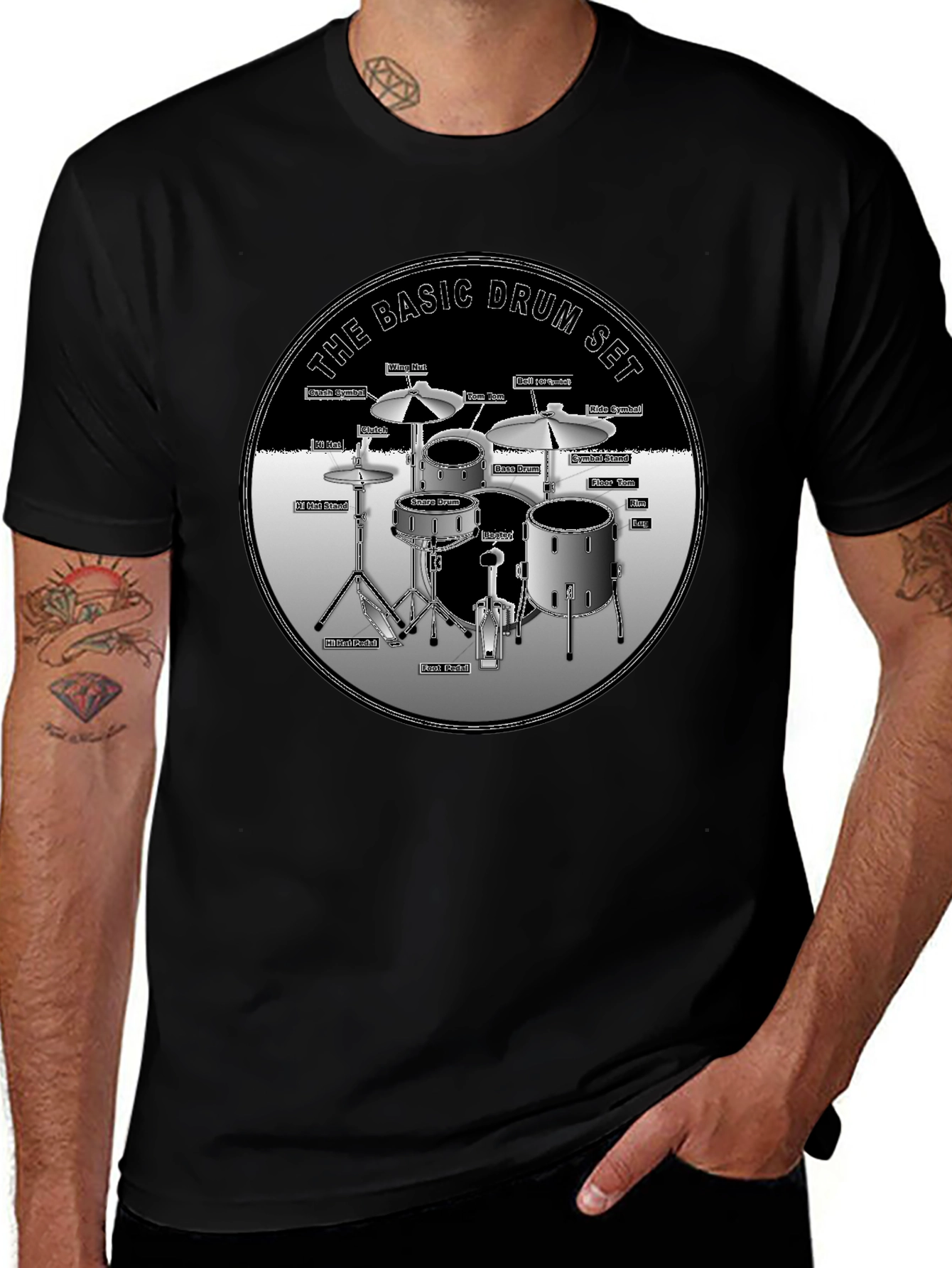 Basic Drum Set T-Shirt - Musician Gift
