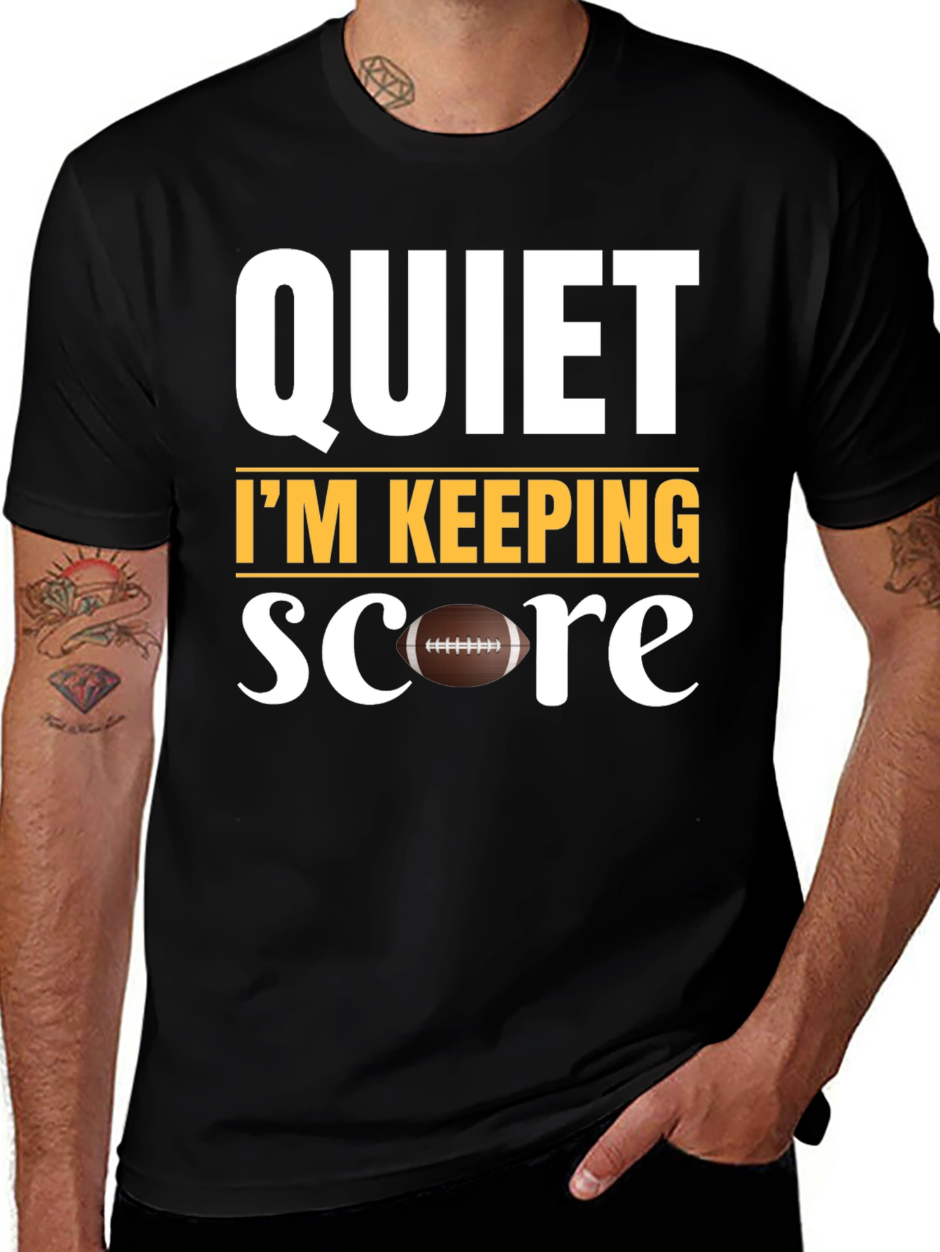 Quiet Im Keeping Score Football T-Shirt