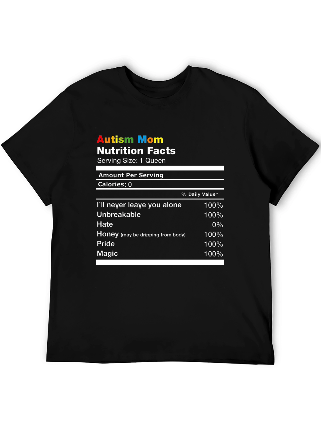 Autism Mom Nutrition Facts T-Shirt