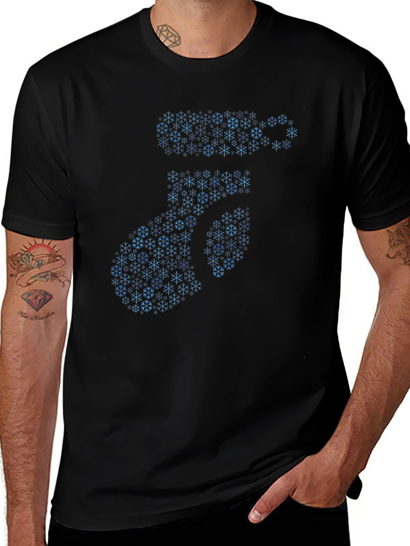 Snowflake Number 7 Graphic T-Shirt - Black