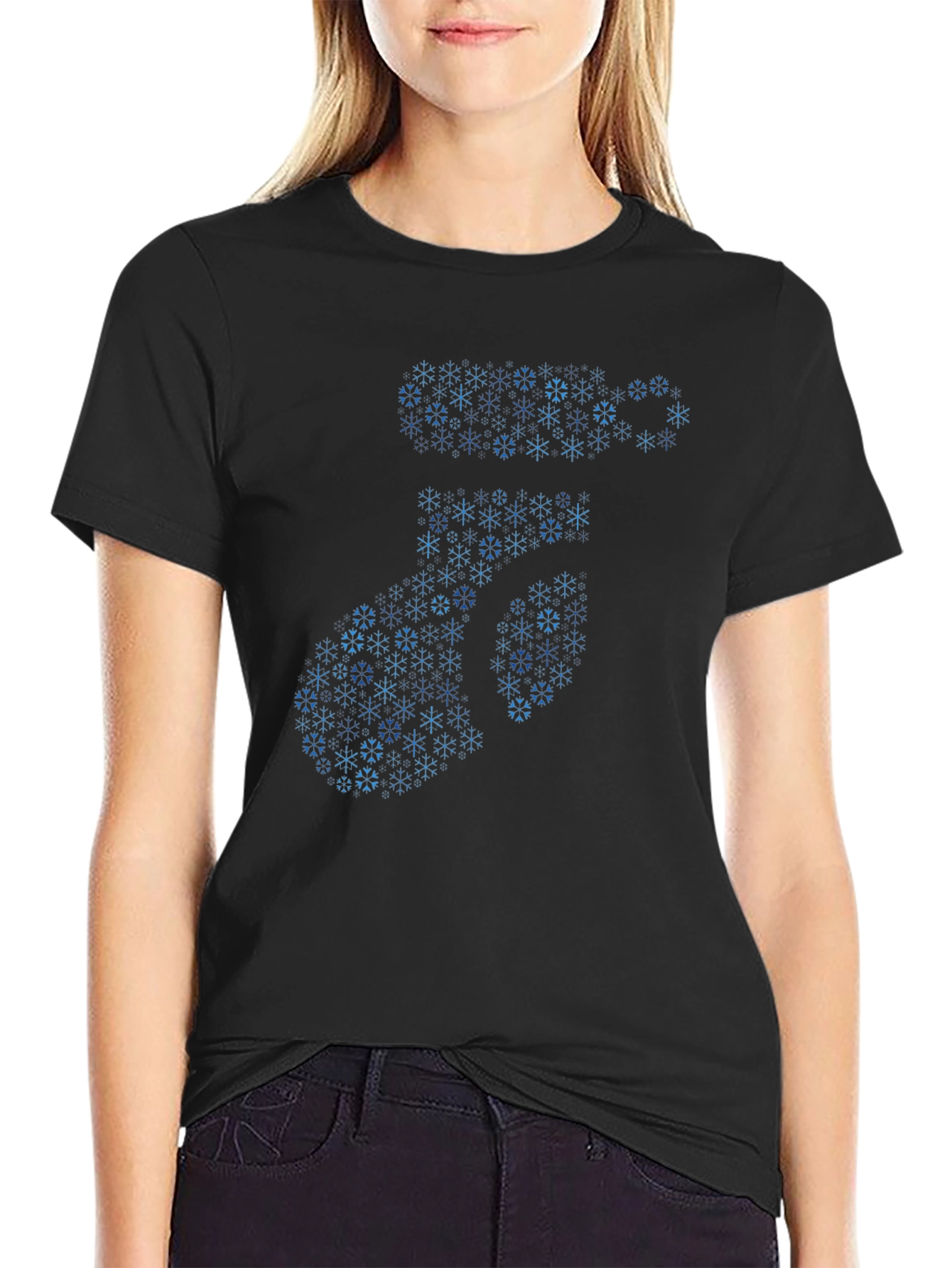Snowflake Number 7 Graphic T-Shirt - Black