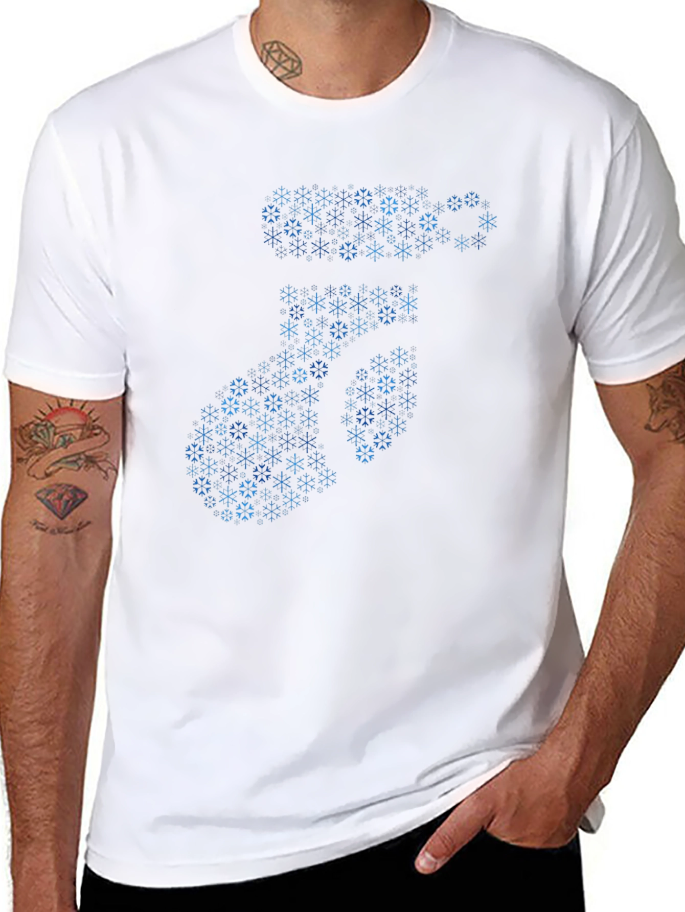 Snowflake Number 7 Graphic T-Shirt - Black
