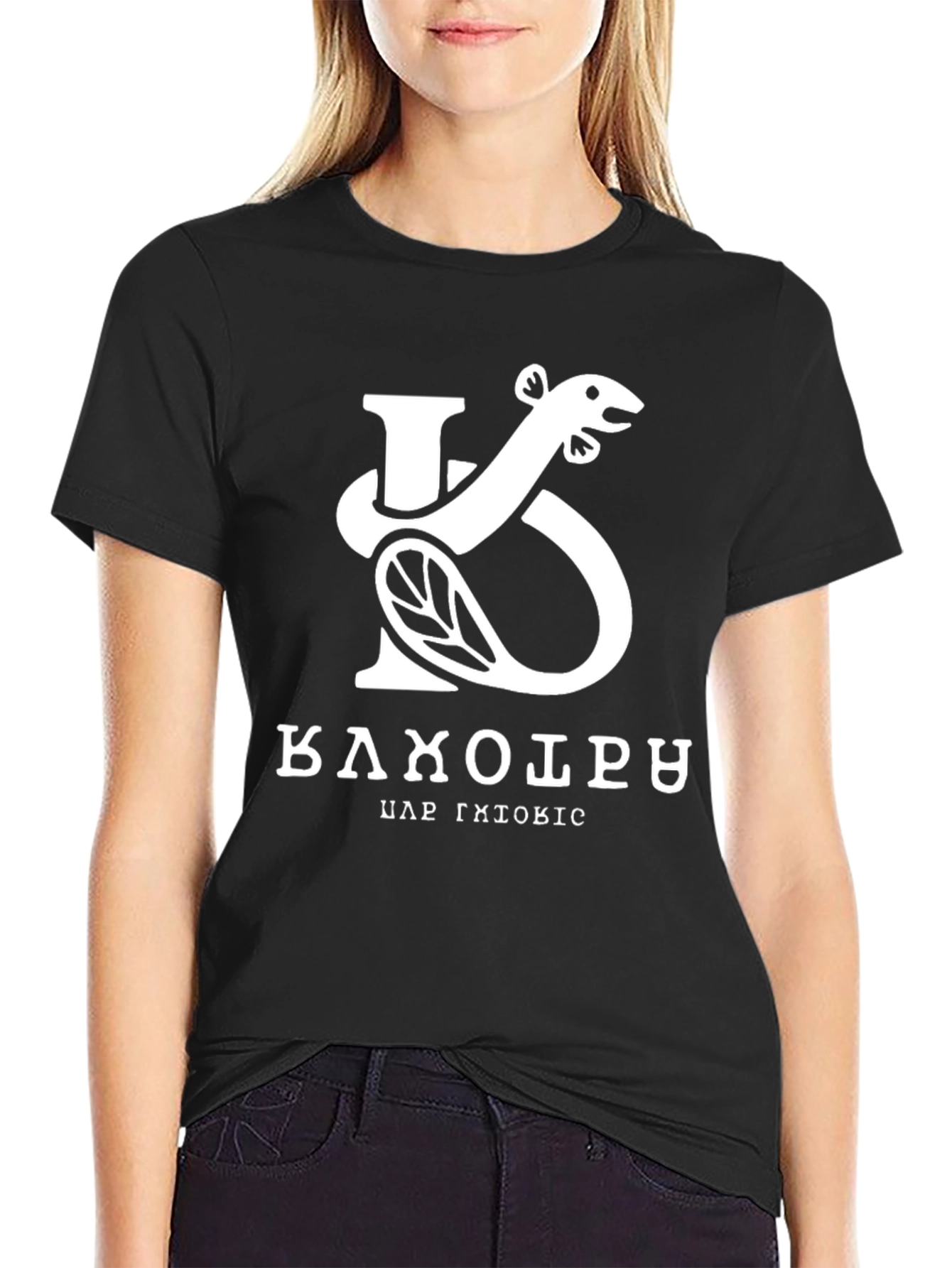 Black T-Shirt with Snake & Cyrillic Text Design