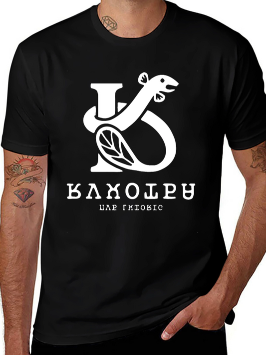 Black T-Shirt with Snake & Cyrillic Text Design