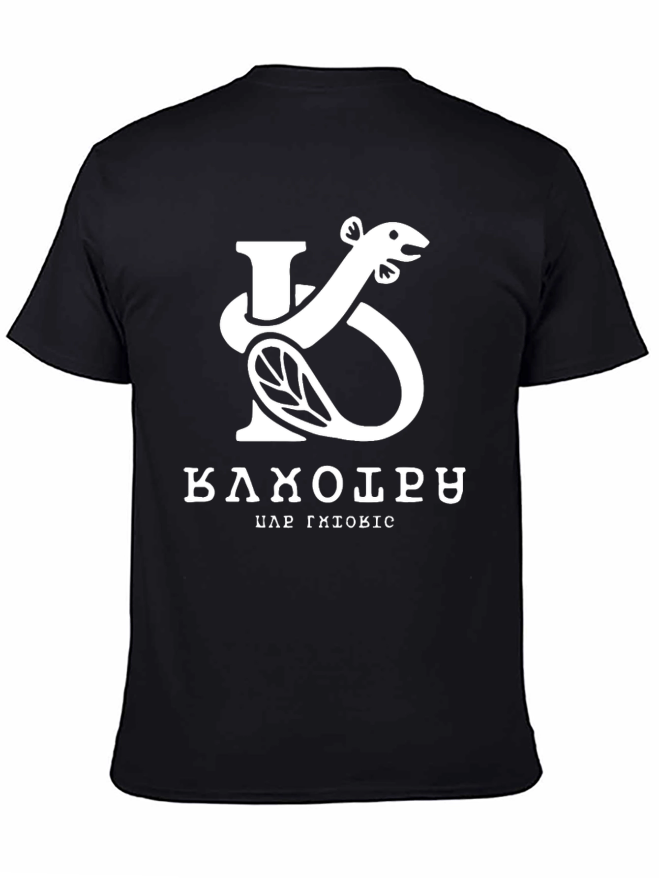 Black T-Shirt with Snake & Cyrillic Text Design