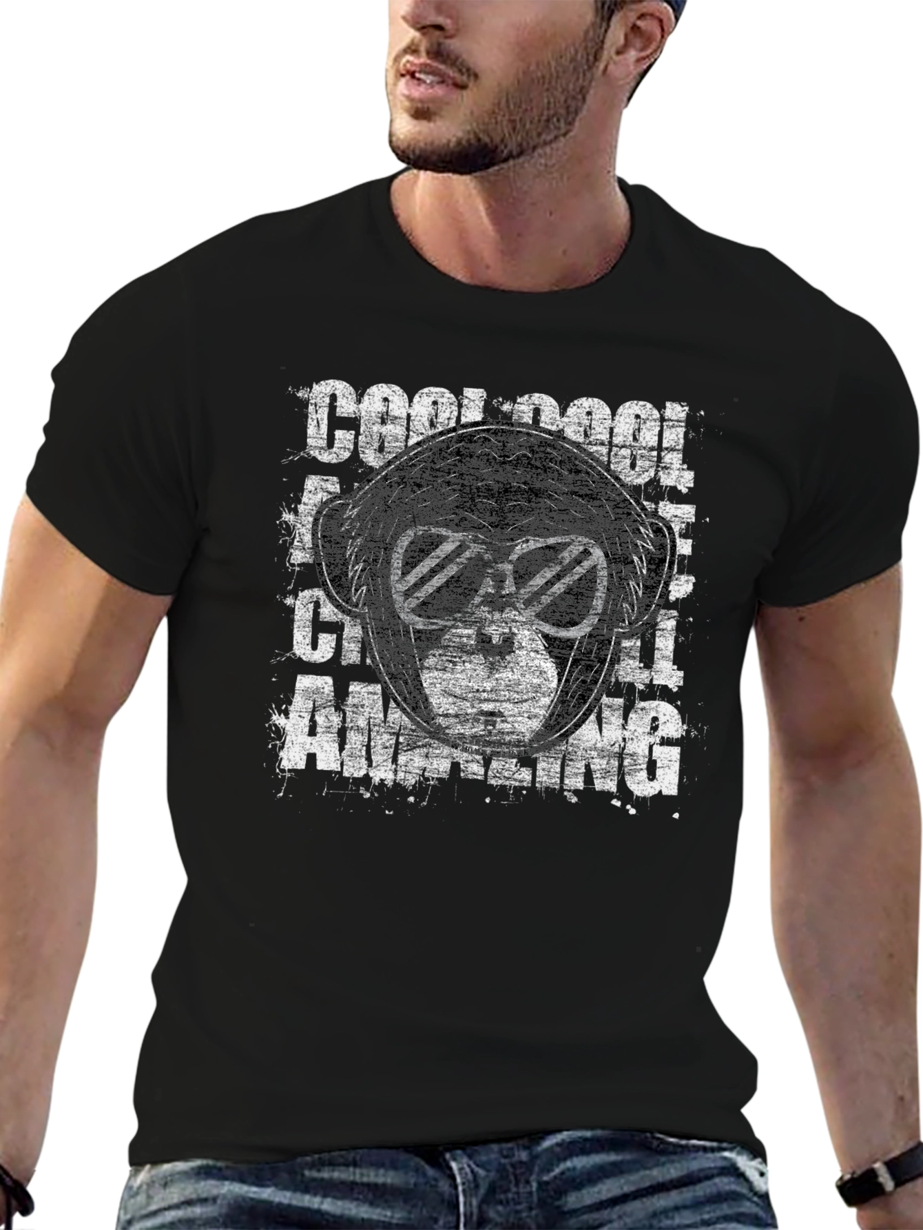 Cool Monkey Graphic Tee - Mens Black T-Shirt