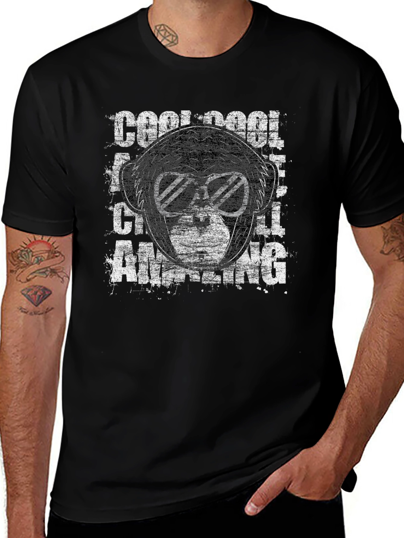 Cool Monkey Graphic Tee - Mens Black T-Shirt