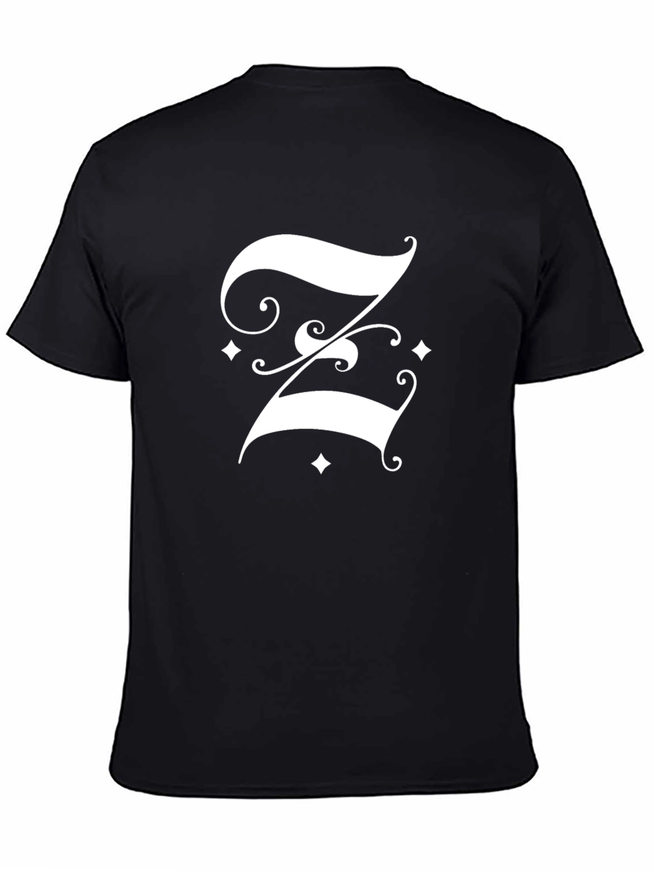 Elegant Letter Z Graphic Print Black T-Shirt
