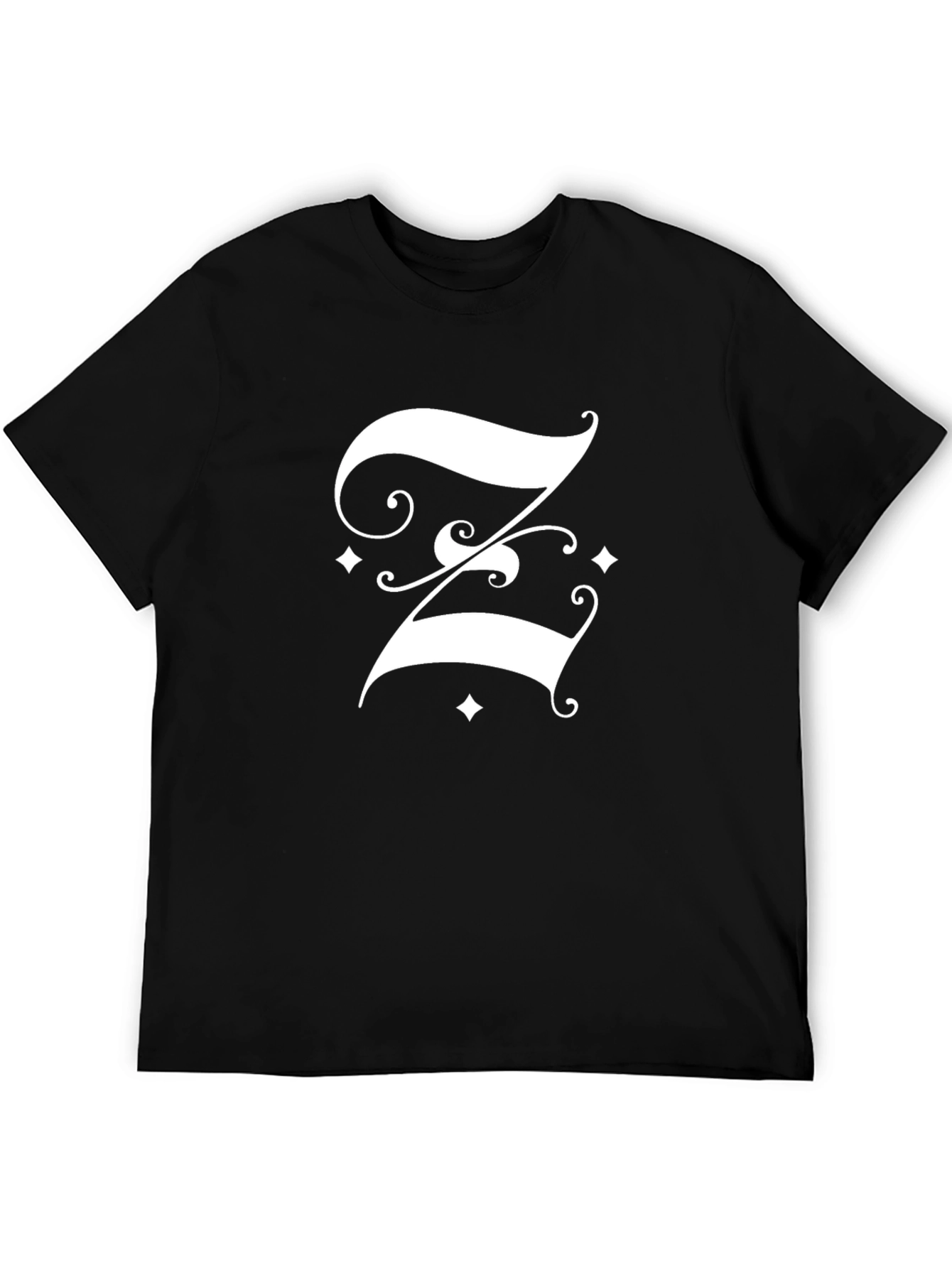 Elegant Letter Z Graphic Print Black T-Shirt