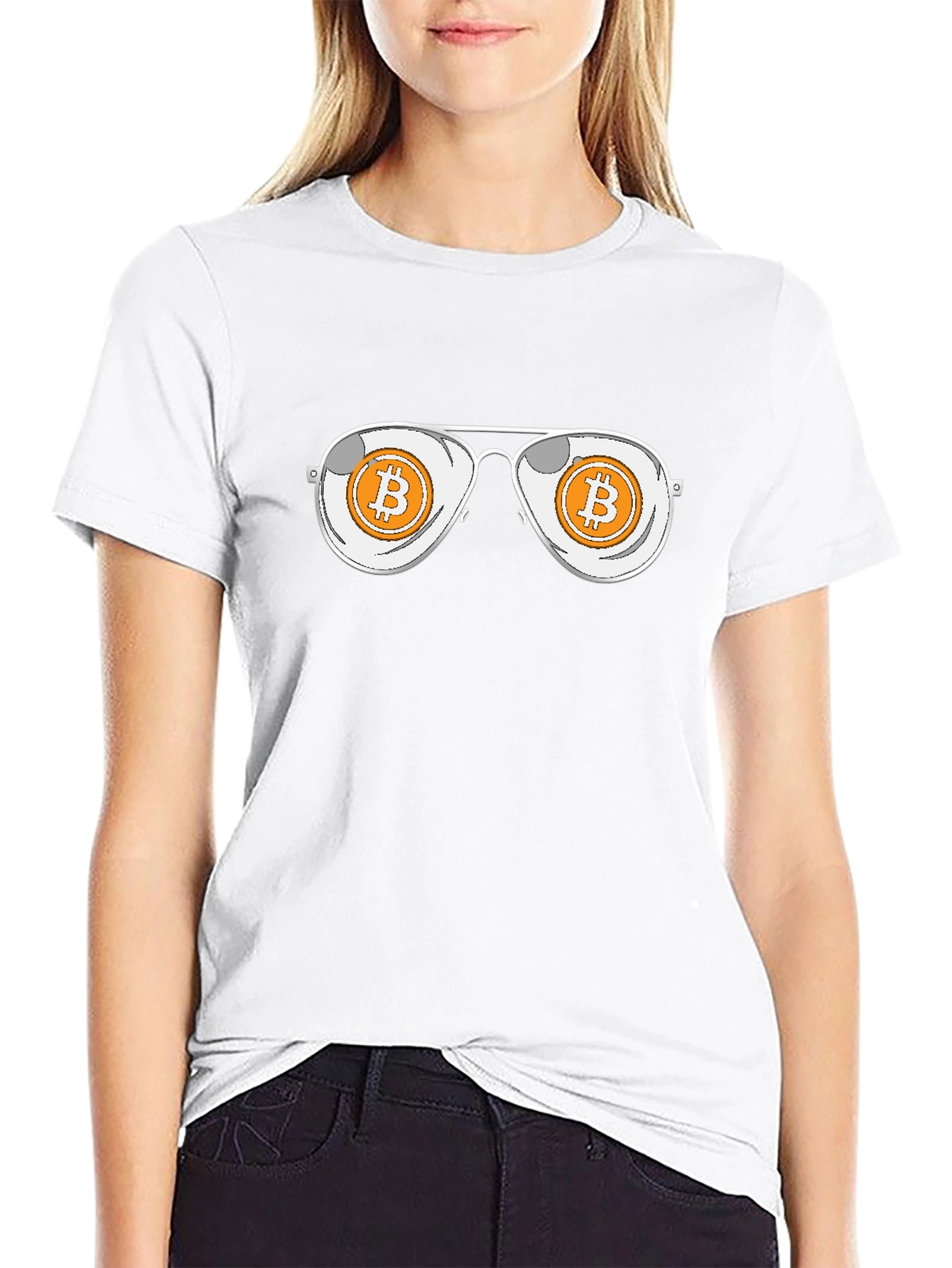 Bitcoin Aviator Sunglasses T-Shirt - Crypto Style
